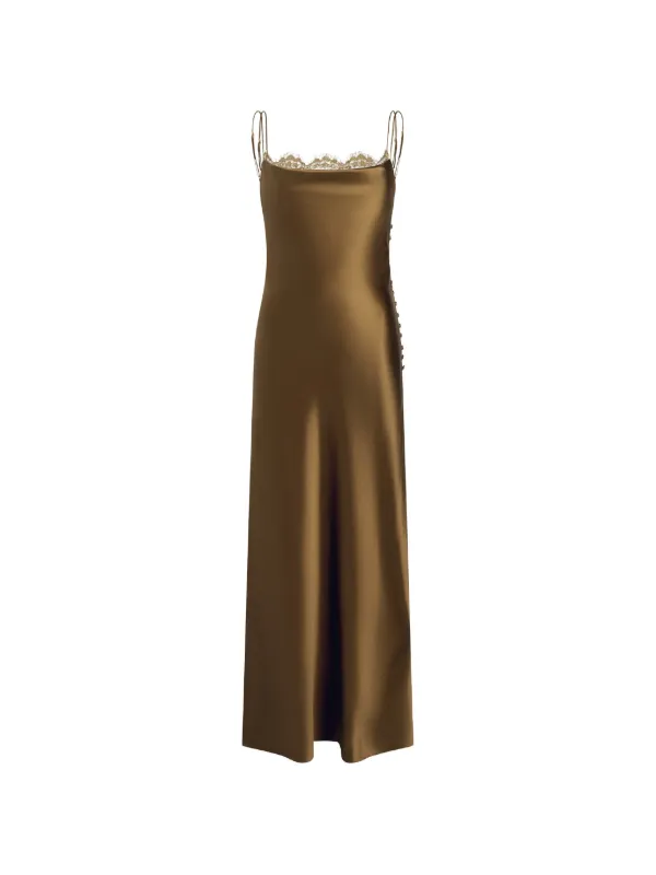 Adam Lippes Blake Lace-trimmed Maxi Dress in Brown
