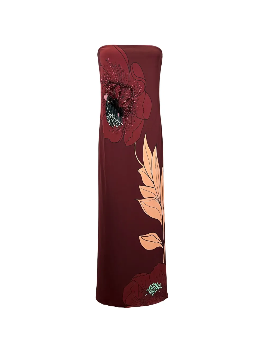 Johanna Ortiz Petals strapless maxi-jurk Rood