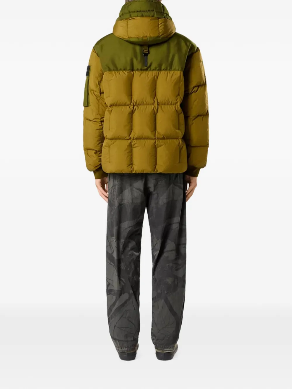 Stone Island 4100034 NY donsjack met geverfd effect en gekreukt effect Groen