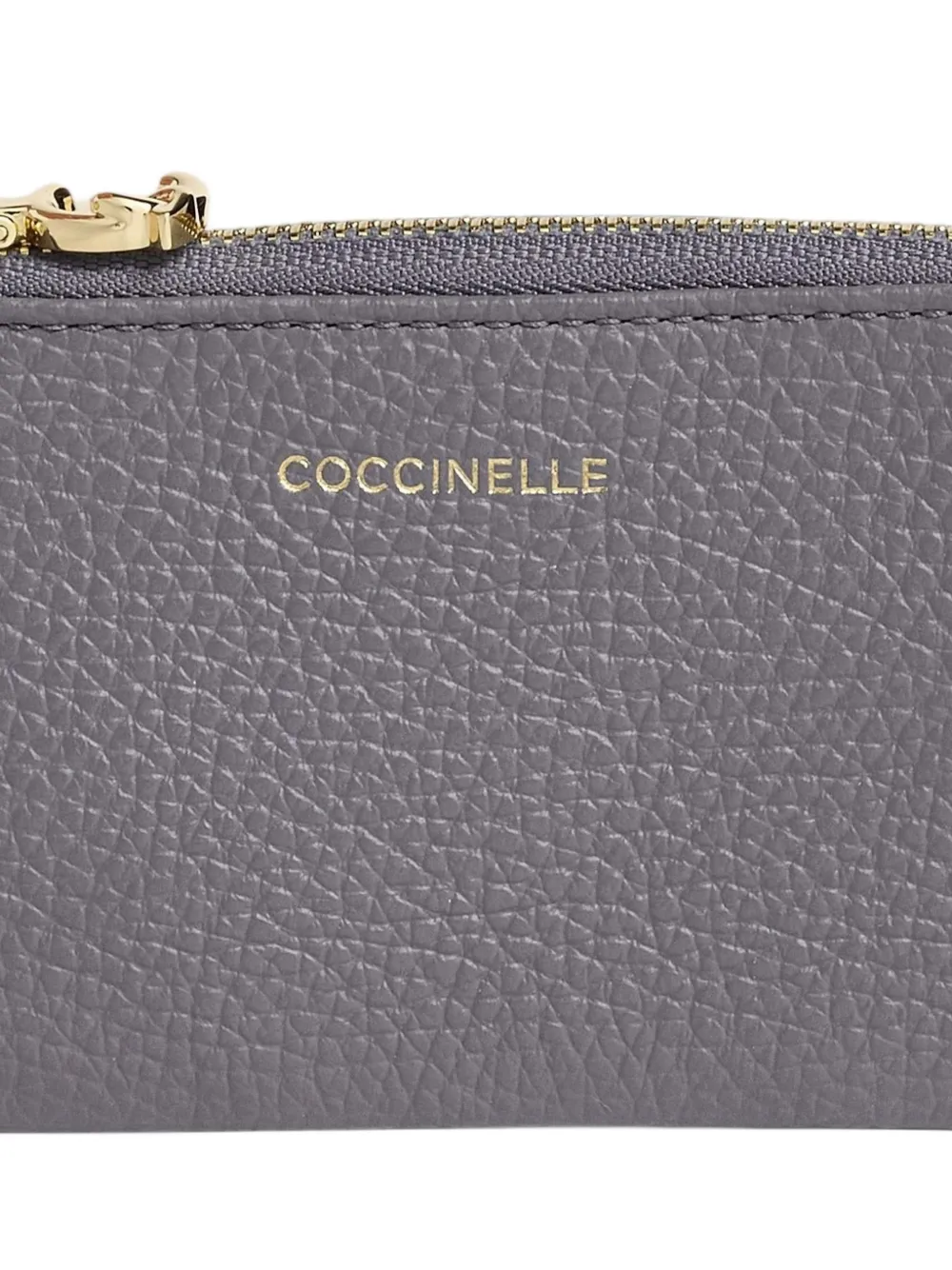 Coccinelle Kleine C-Me portemonnee van leer met textuur Grijs