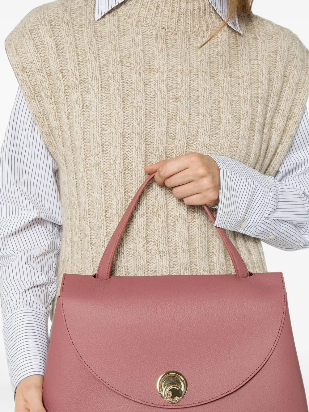 Coccinelle medium Nikla leather tote bag Roze