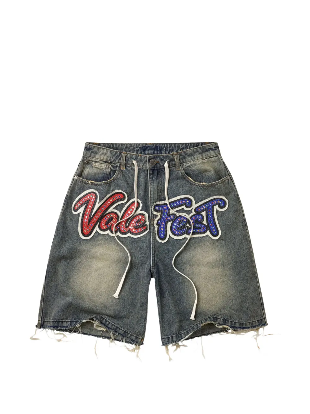 Vale Vale Fest crystal-embellished denim shorts - Blu