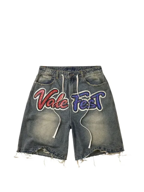 Vale Vale Fest crystal-embellished denim shorts