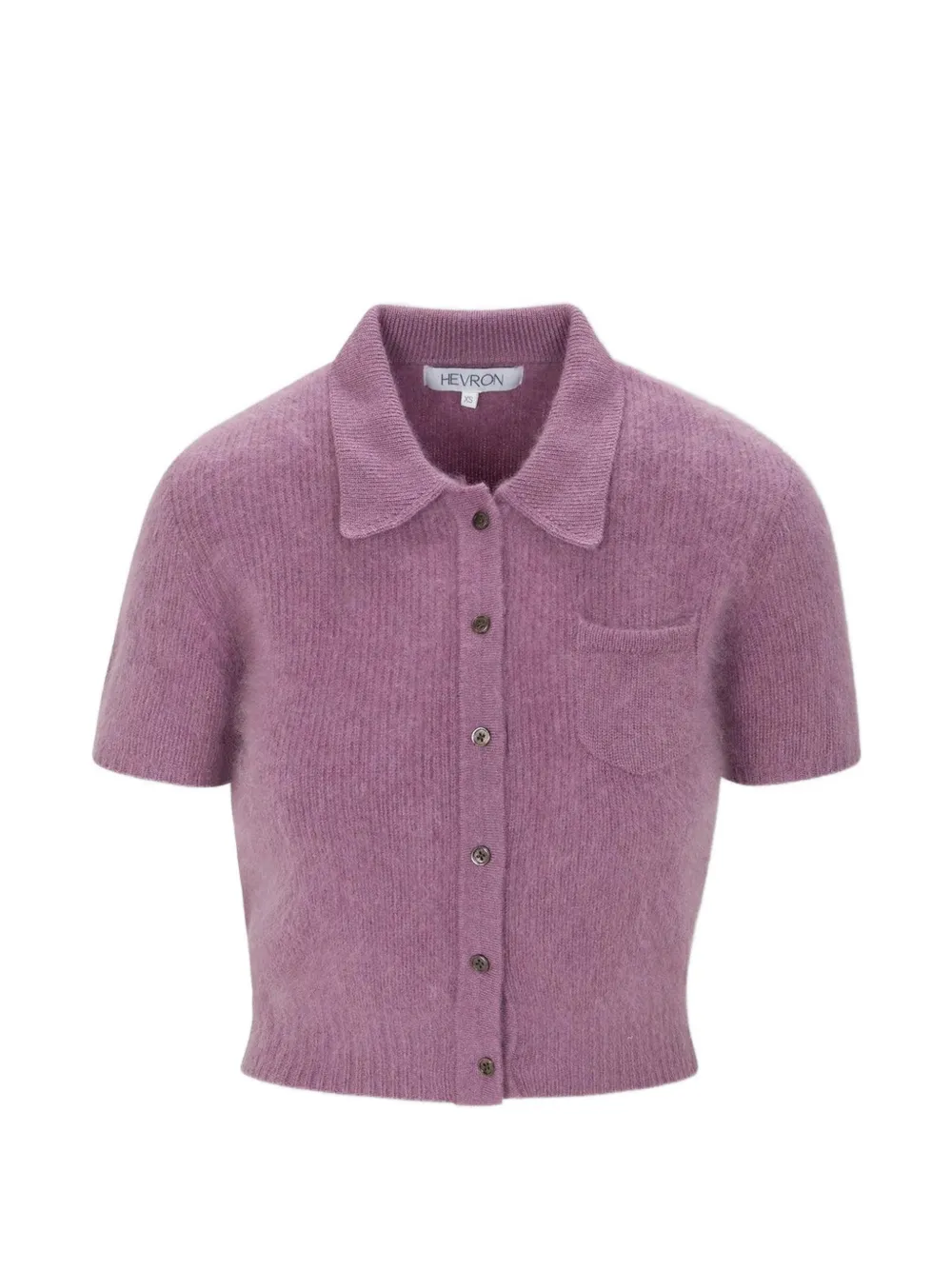 Hevron Juno Brushed-knit Button-up Cardigan In Purple