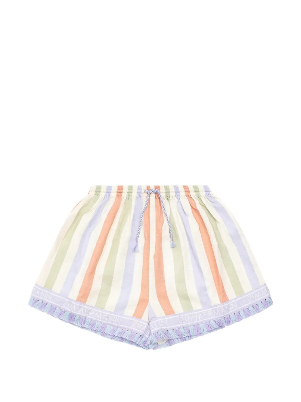 ZIMMERMANN Kids striped tassel-trim shorts - Bianco