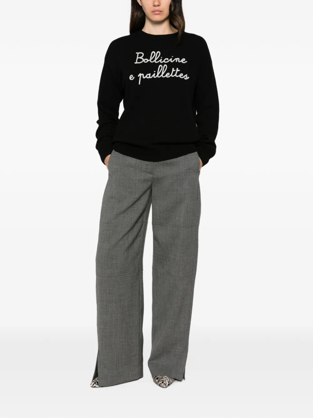 MC2 Saint Barth Tessa sweater met borduurwerk en ronde hals Zwart