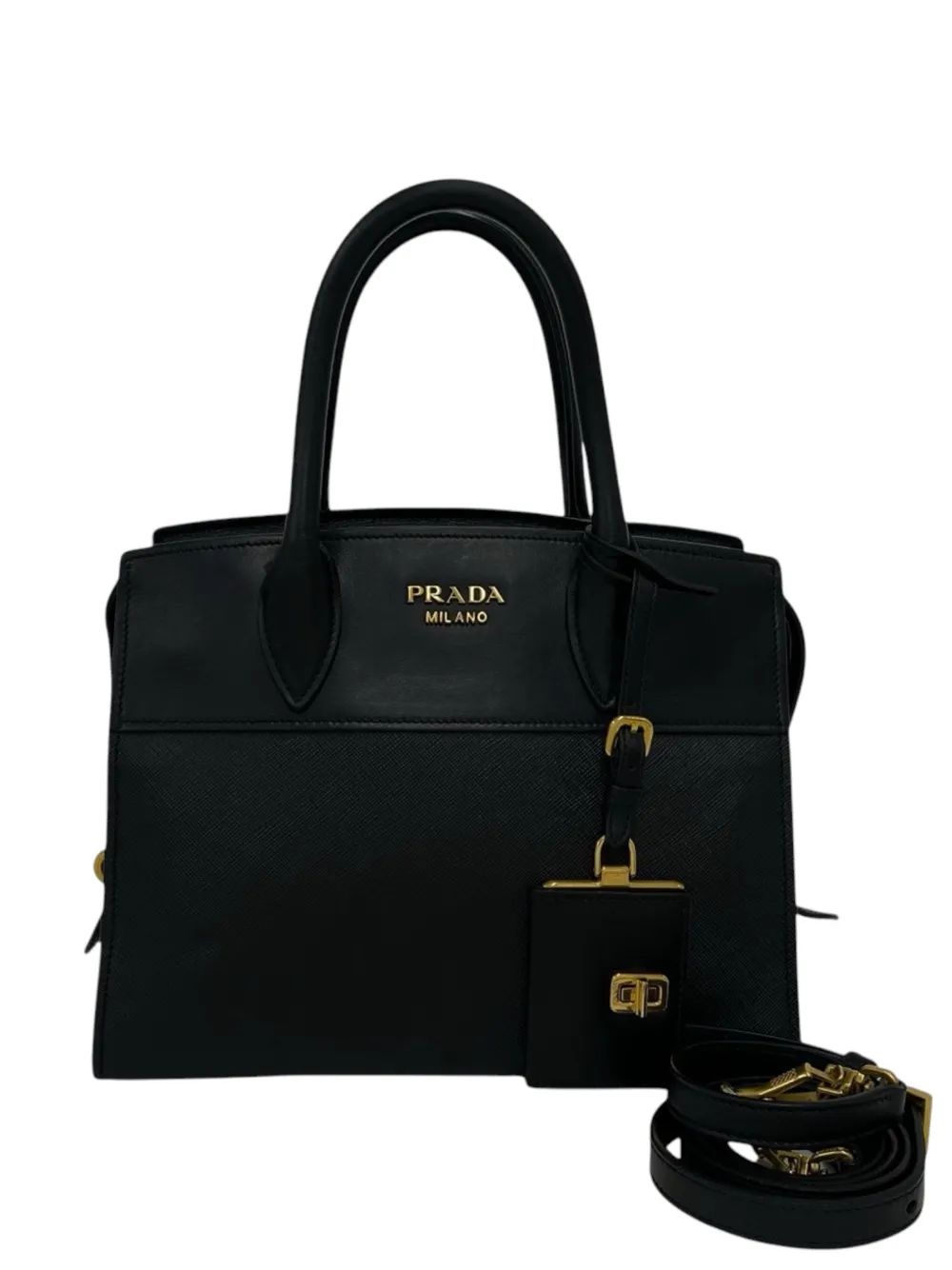 Prada Pre-Owned 2010-2026 Small Saffiano and City Calf Esplanade satchel - Nero
