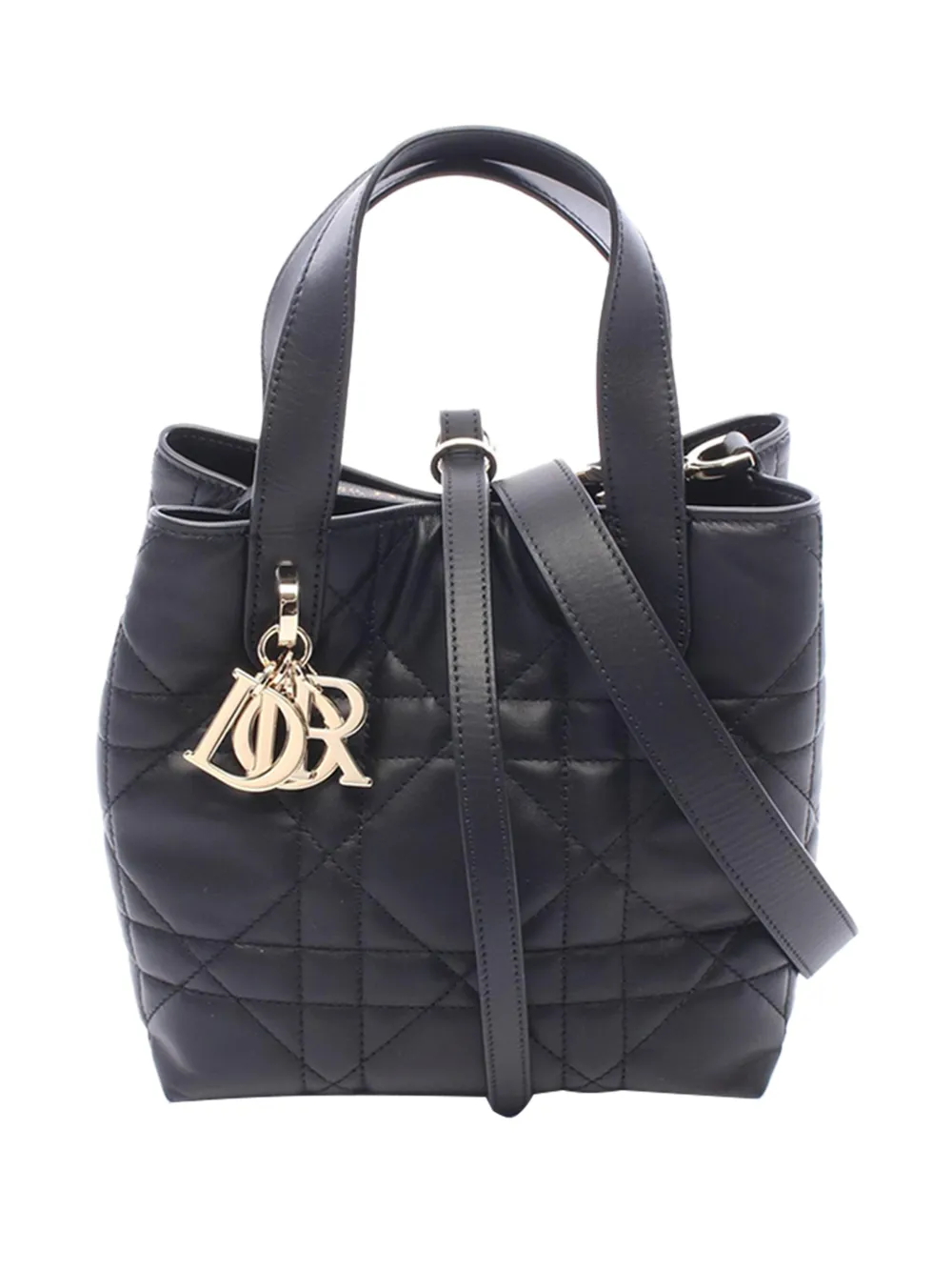 Christian Dior Pre-Owned 2015-2026 Small Calfskin Macrocannage Toujours Vertical handbag - Nero