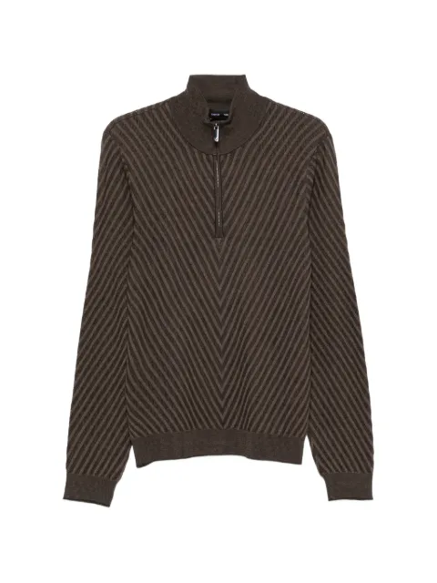Emporio Armani chevron-knit quarter-zip sweater
