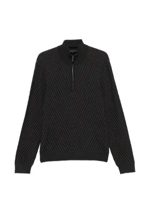 Emporio Armani chevron-knit half-zip sweater