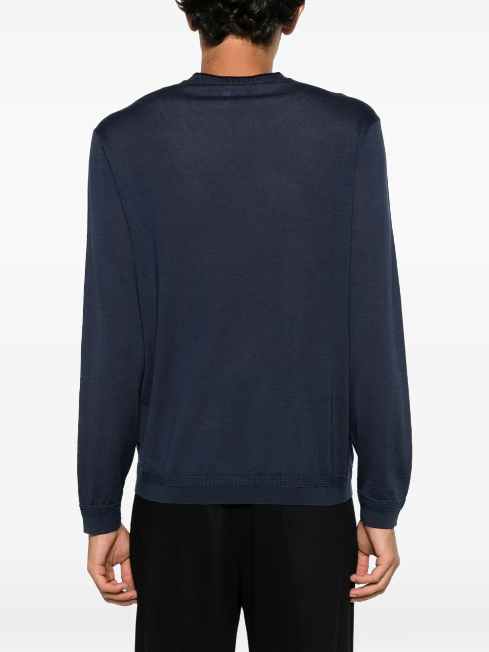 Emporio Armani logo-patch wool sweater Blauw