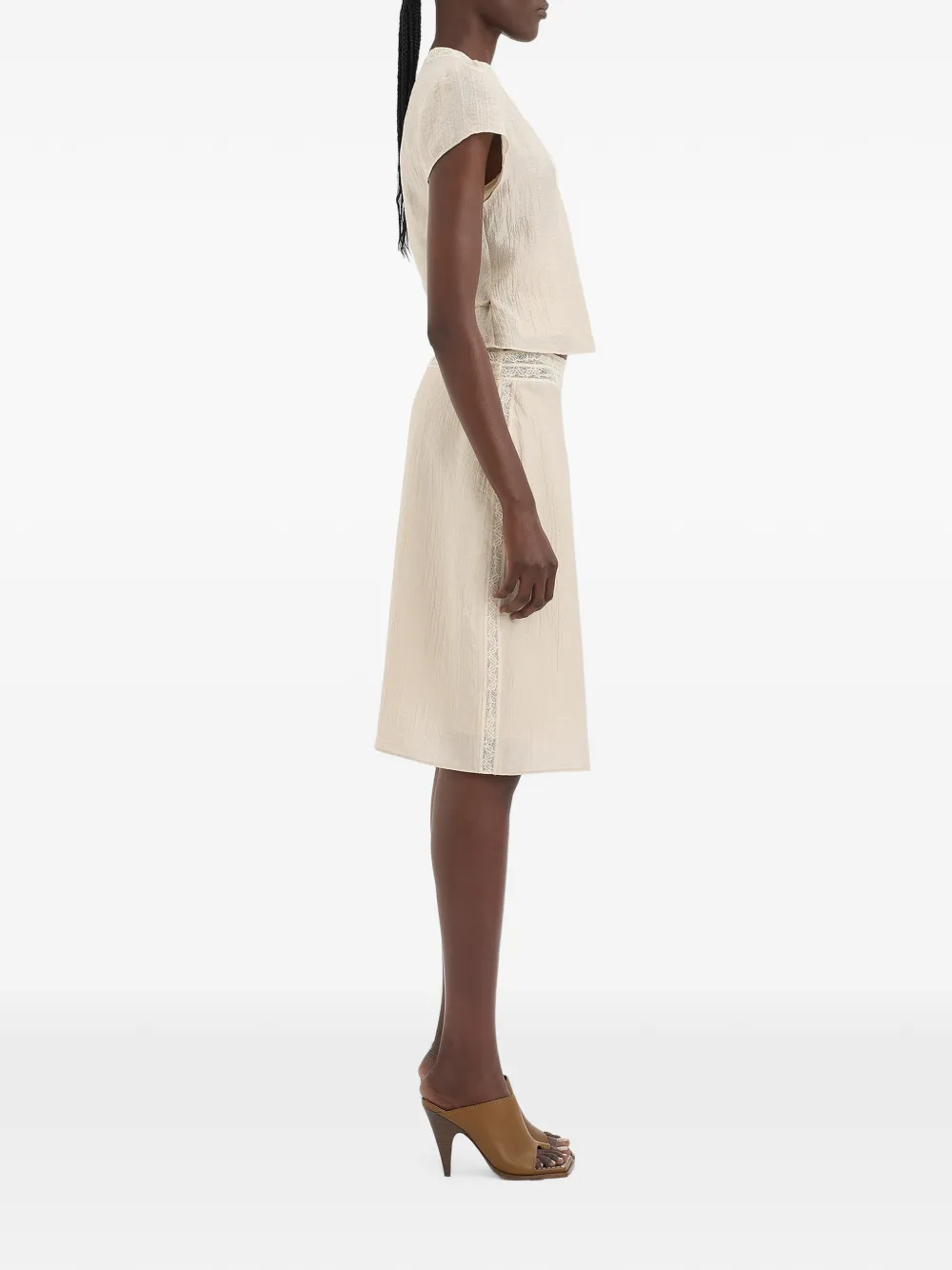 SIR. Nora midi-rok met kanten afwerking Beige