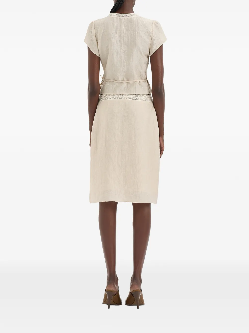 SIR. Nora midi-rok met kanten afwerking Beige