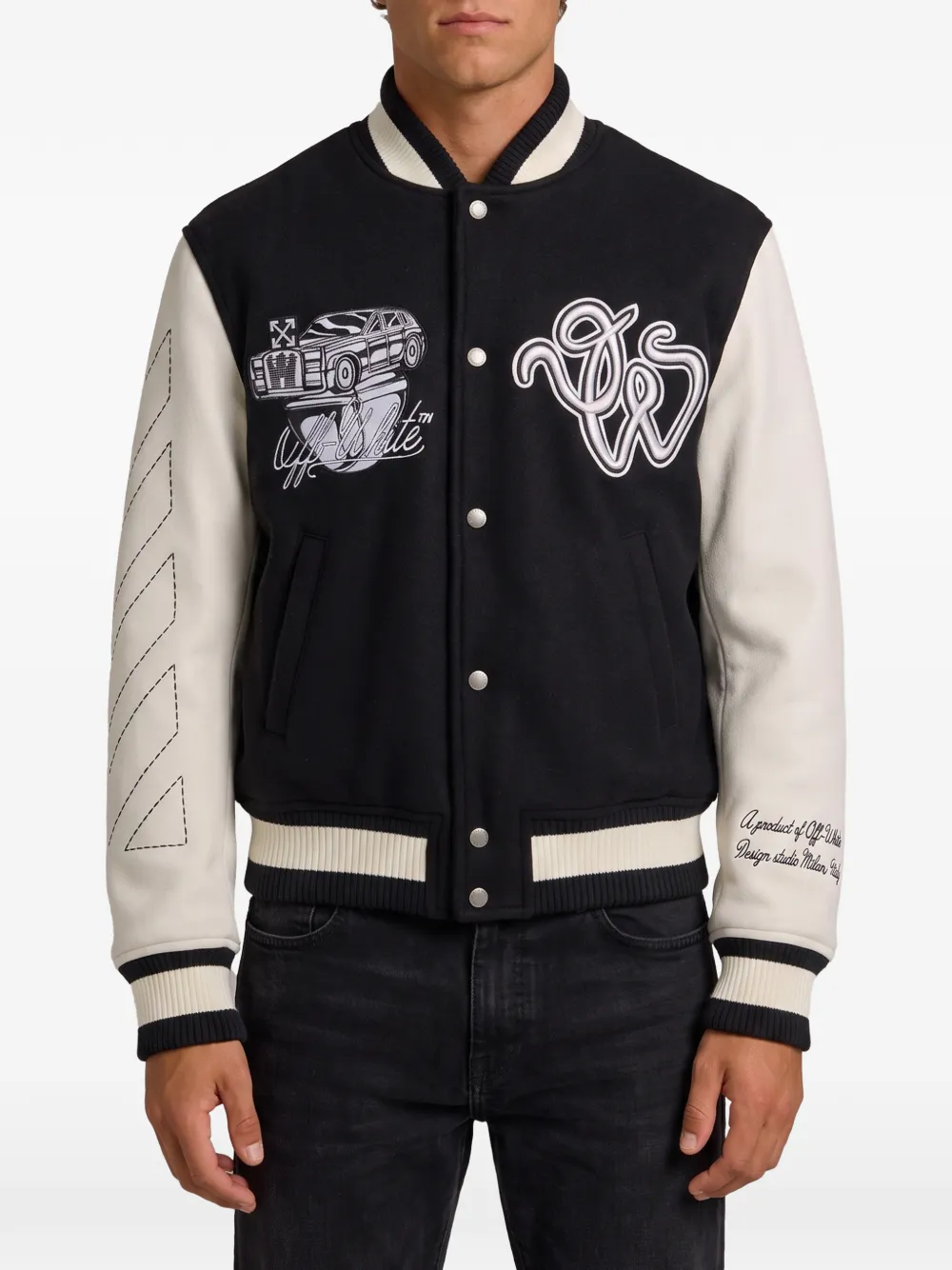 Off-White Cat Off College embroidered jacket - Nero