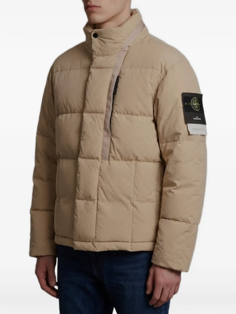 Stone Island Gewatteerd jack met logopatch Beige