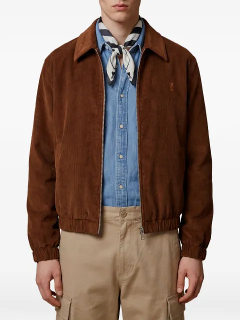 AMI Paris brown corduroy cotton padded jacket with Ami de Coeur