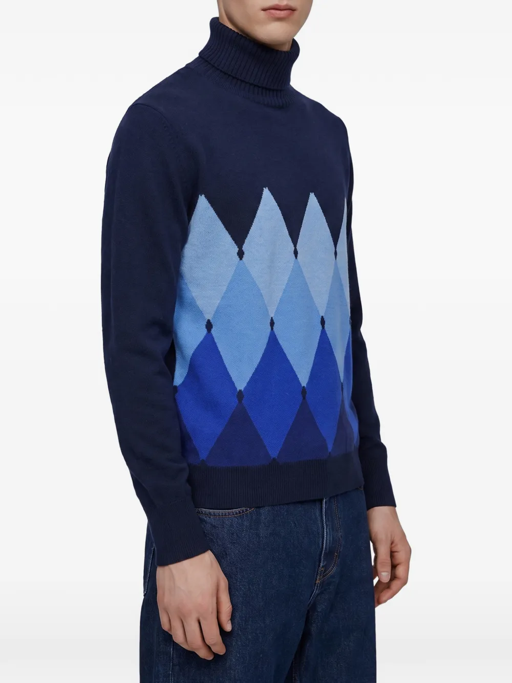 Ballantyne Trui met ronde hals en diamantpatroon Blauw
