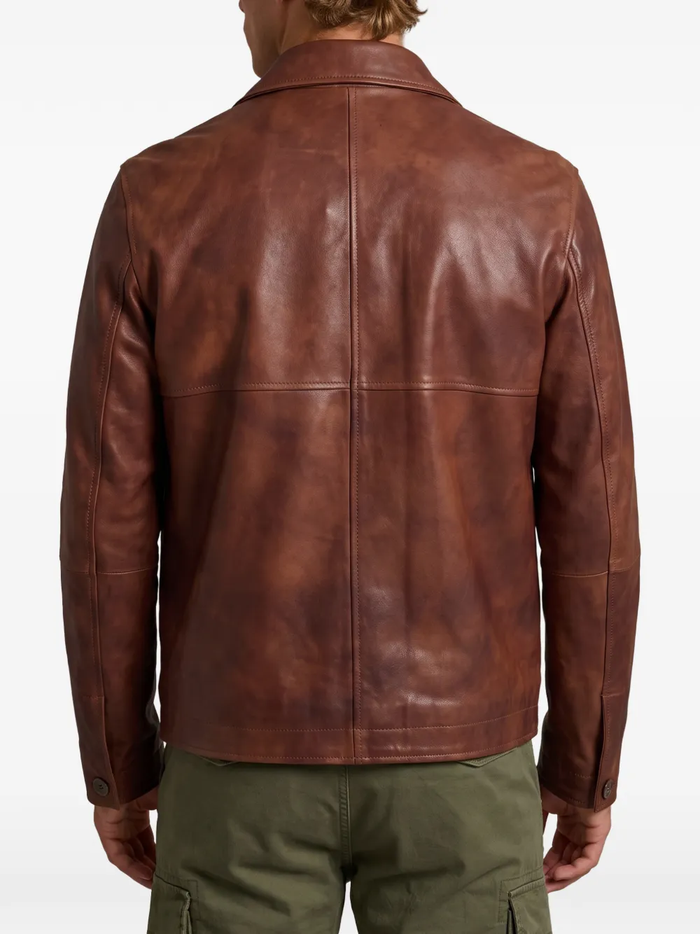 Arma Steep leren button-up jack Bruin