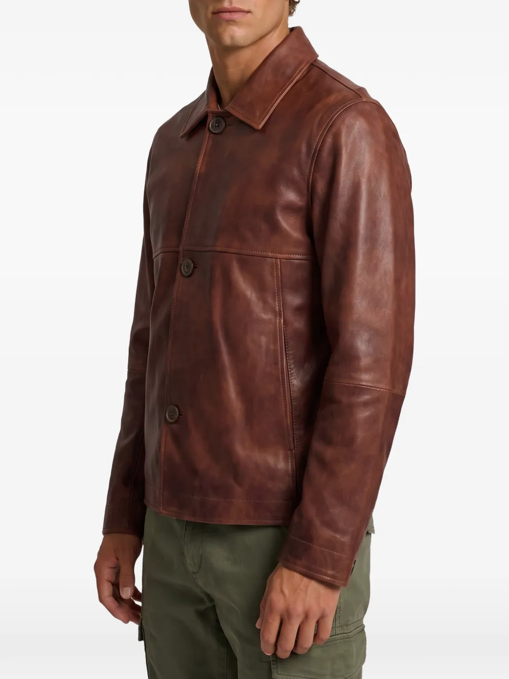 Arma Steep leren button-up jack Bruin