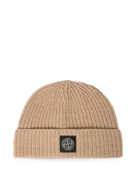Stone Island logo-patch beanie hat