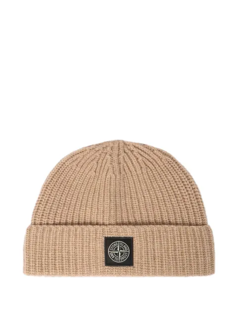 Stone Island logo-patch beanie hat