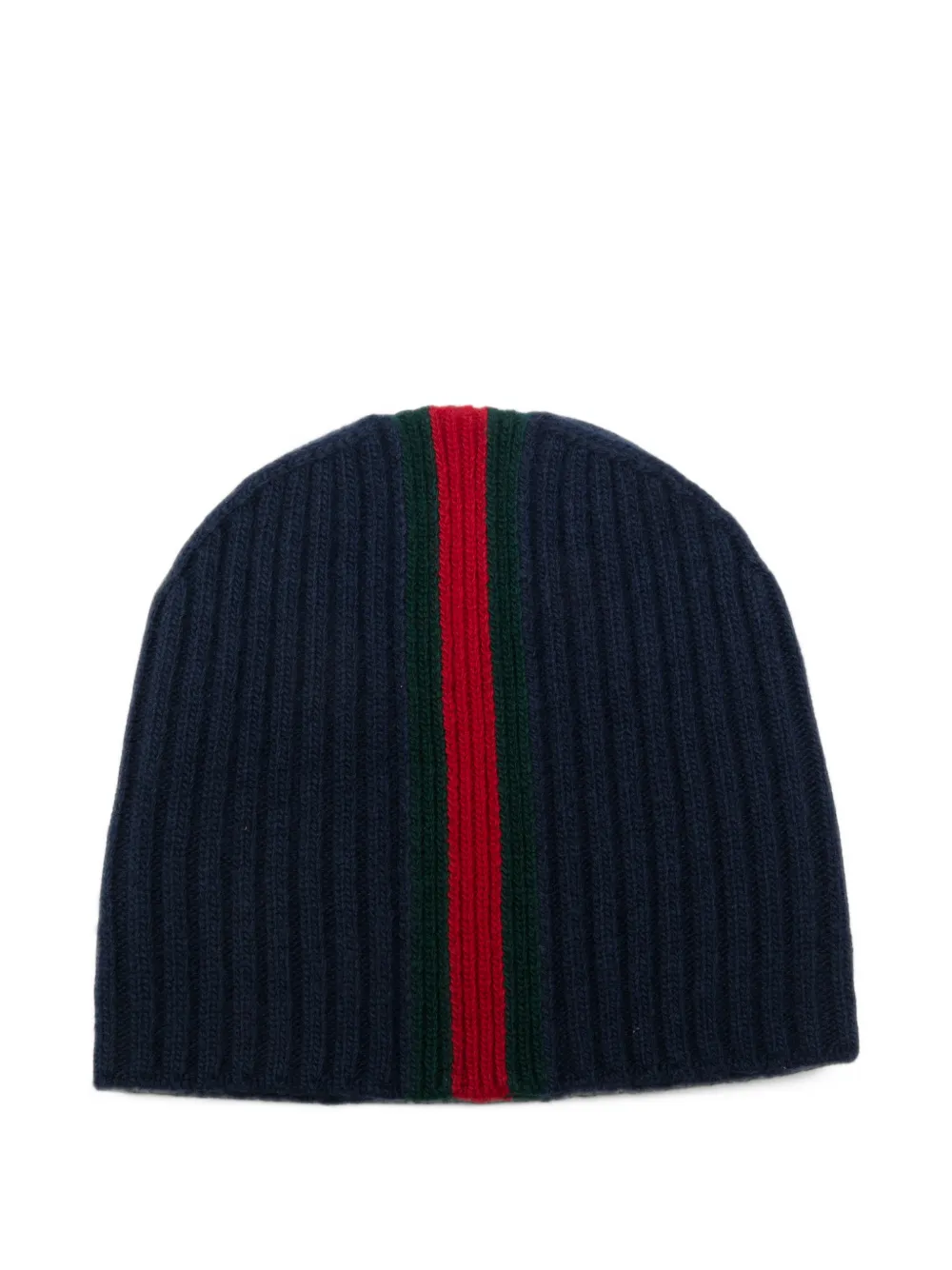Gucci Kids Web-stripe ribbed beanie hat Blauw