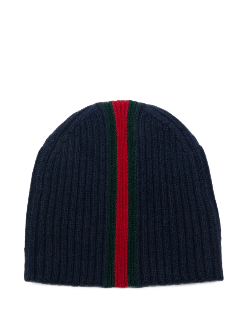 Gucci Kids Web-stripe ribbed beanie hat Blauw