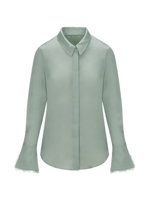 HEVRON Soraya lace-trim flared-cuff shirt