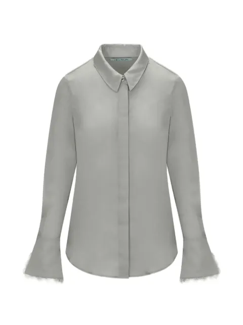 HEVRON Soraya lace-trim flared-cuff shirt