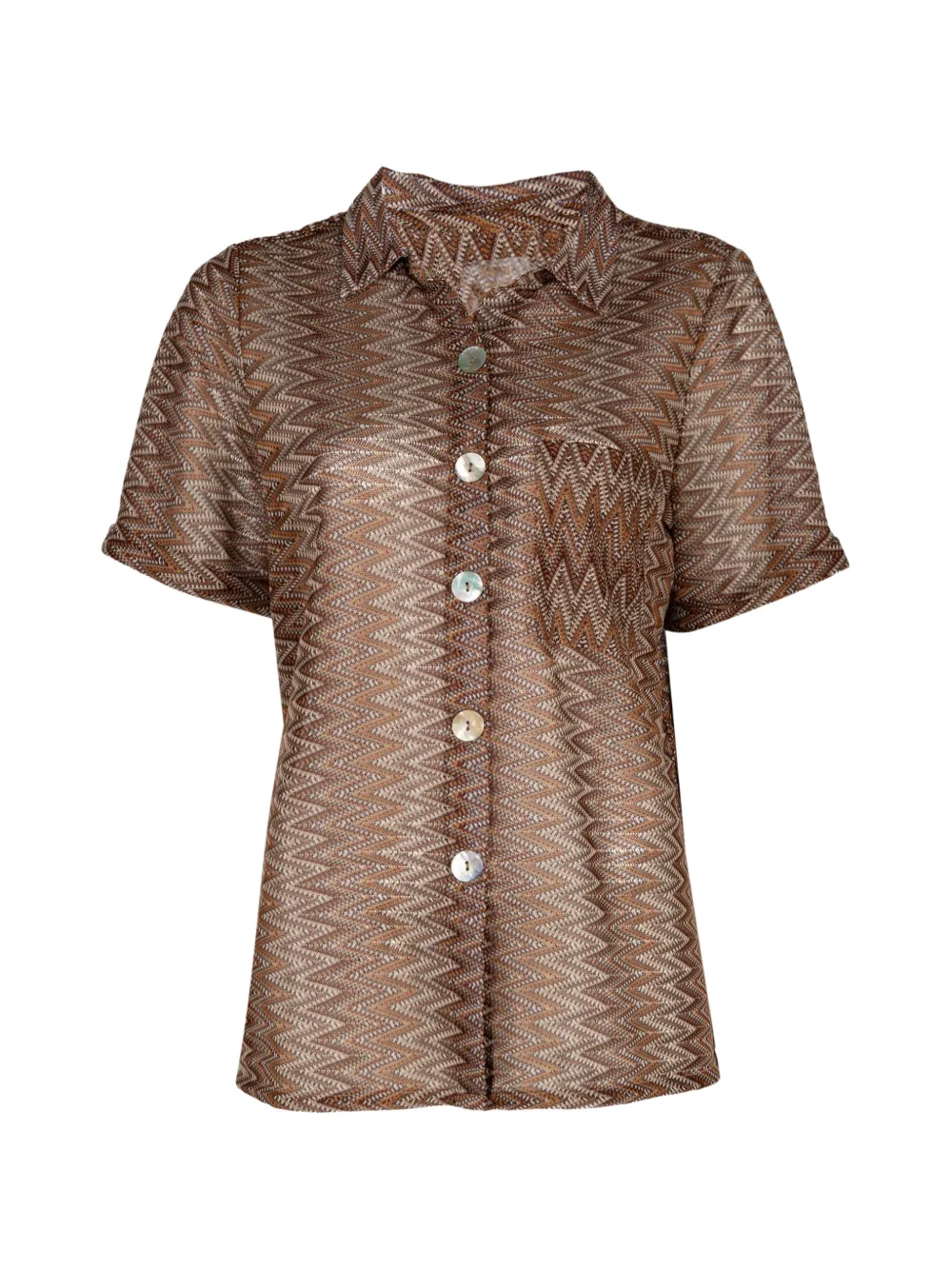 PALMACEA Blouse met zigzag print Bruin