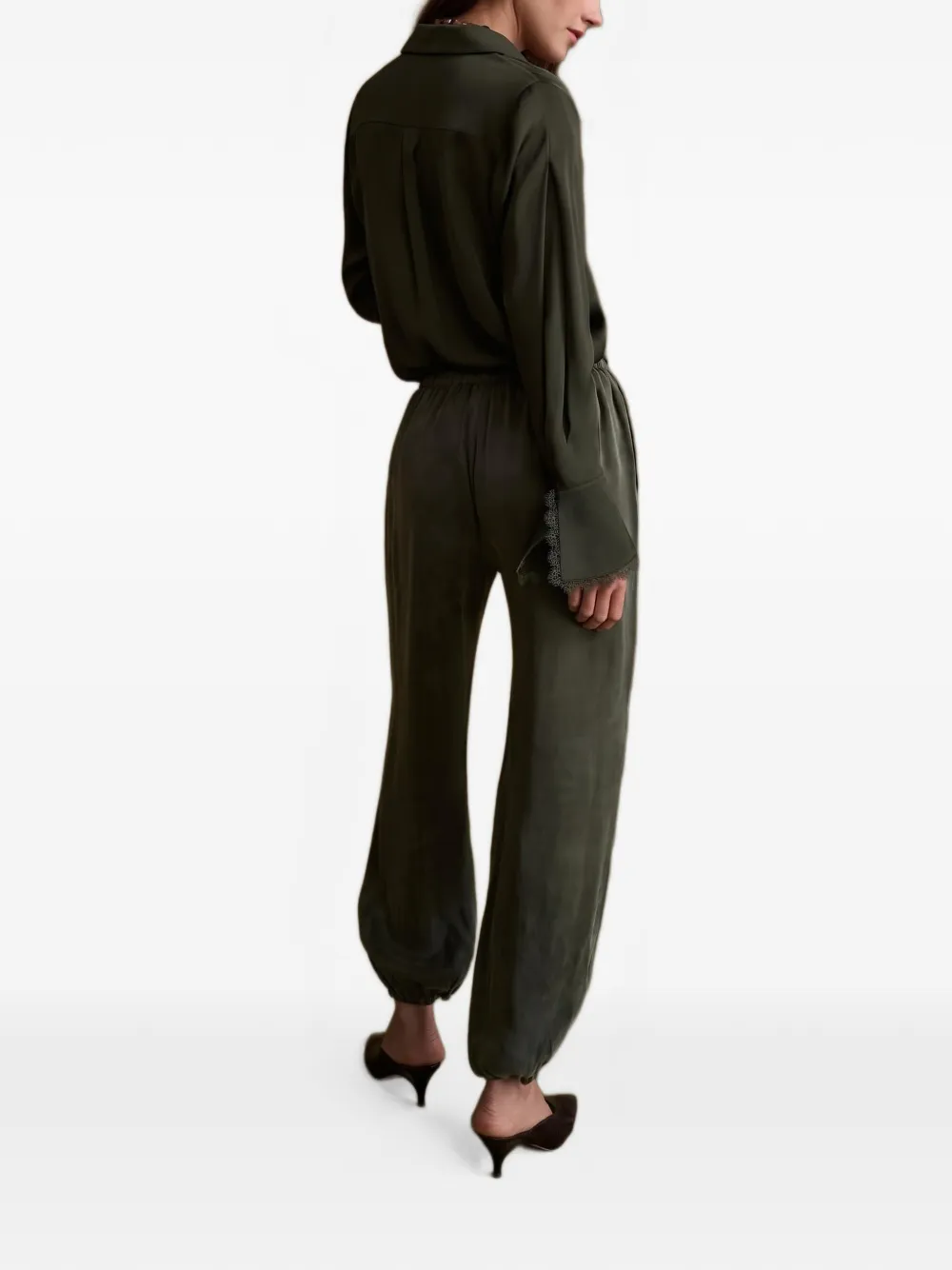 HEVRON Soraya lace-trim shirt Groen