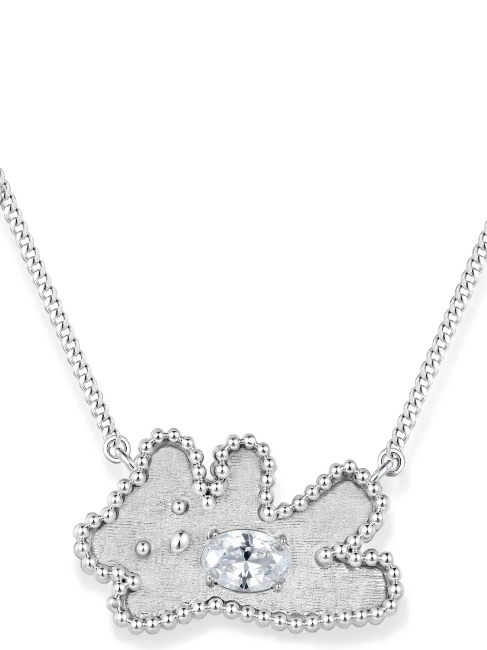 YVMIN crystal-embellished bear necklace - Argento
