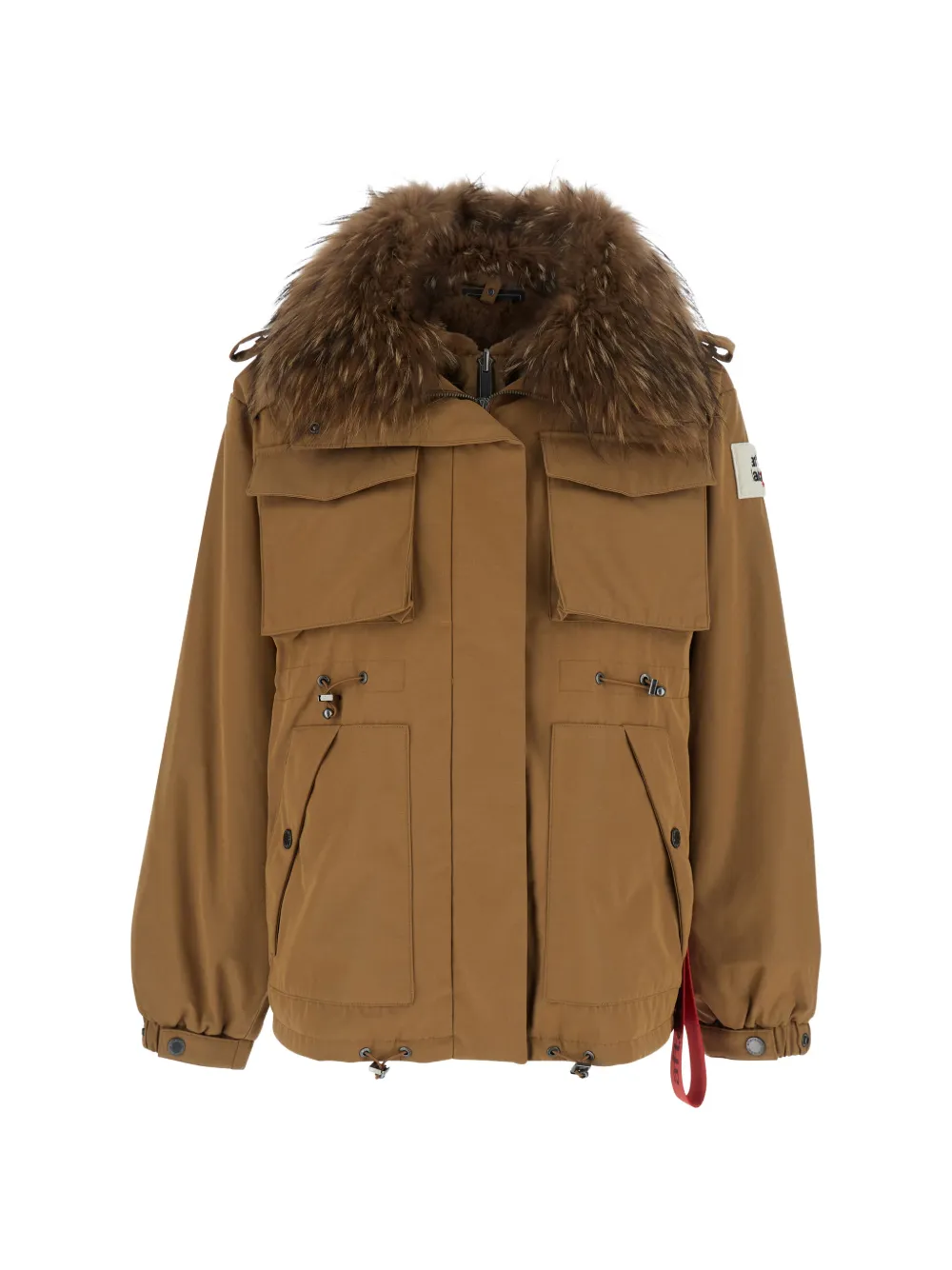 After Label Ushuaia Faux-fur Trim Jacket In Brown