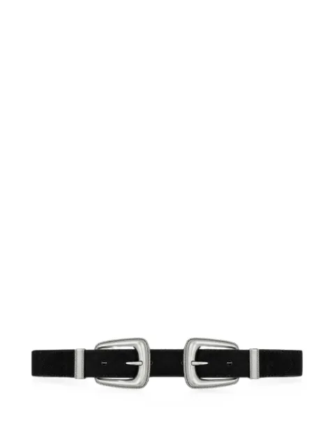 Veronica Beard Arch double-buckle suede belt
