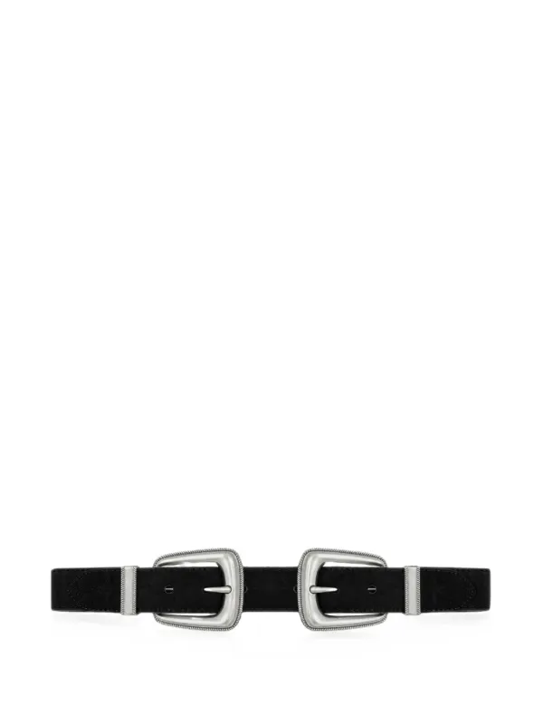 Veronica Beard Arch Double-buckle Suede Belt in Black
