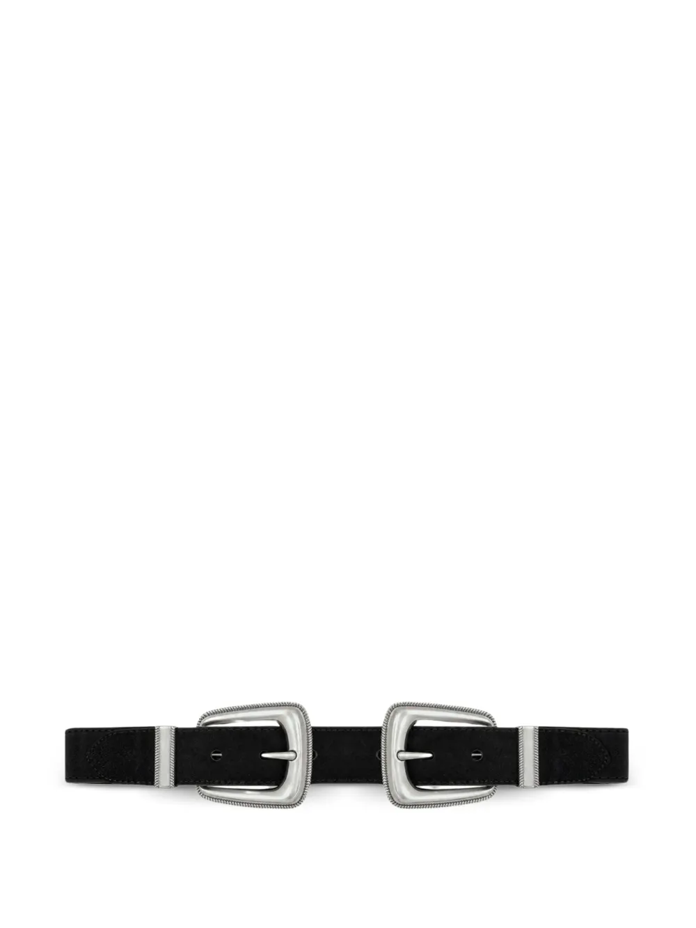 Veronica Beard Arch double-buckle suede belt - Nero
