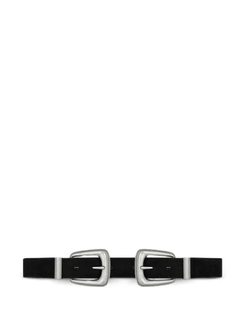 Veronica Beard Arch double-buckle suede belt