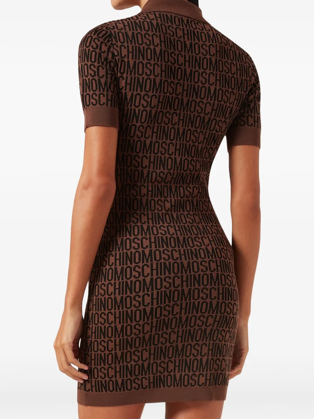 Moschino Mini-jurk met logo jacquard Bruin