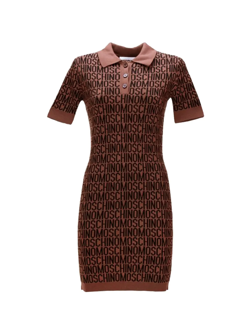 Moschino Logo-jacquard Mini Dress In Brown