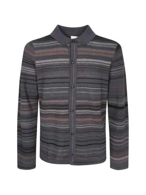 Paul Smith grey textured stripe merino wool cardigan