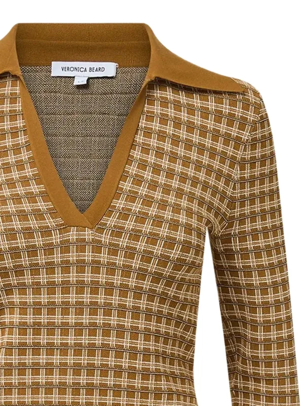veronica beard brown gingham dress Celena check-pattern Knit Mini | Premium disco jersey