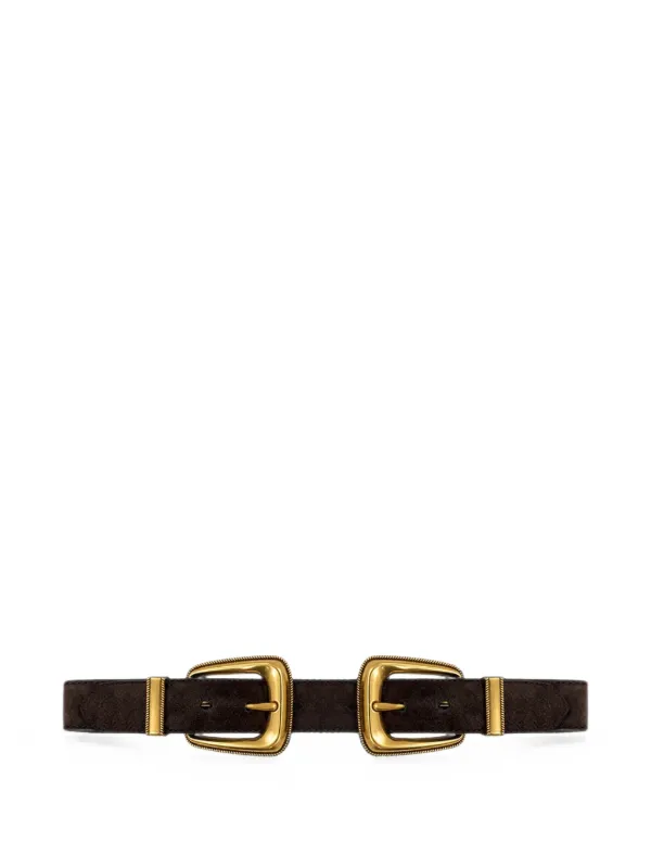 Veronica Beard Double-buckle Suede Belt in Brown