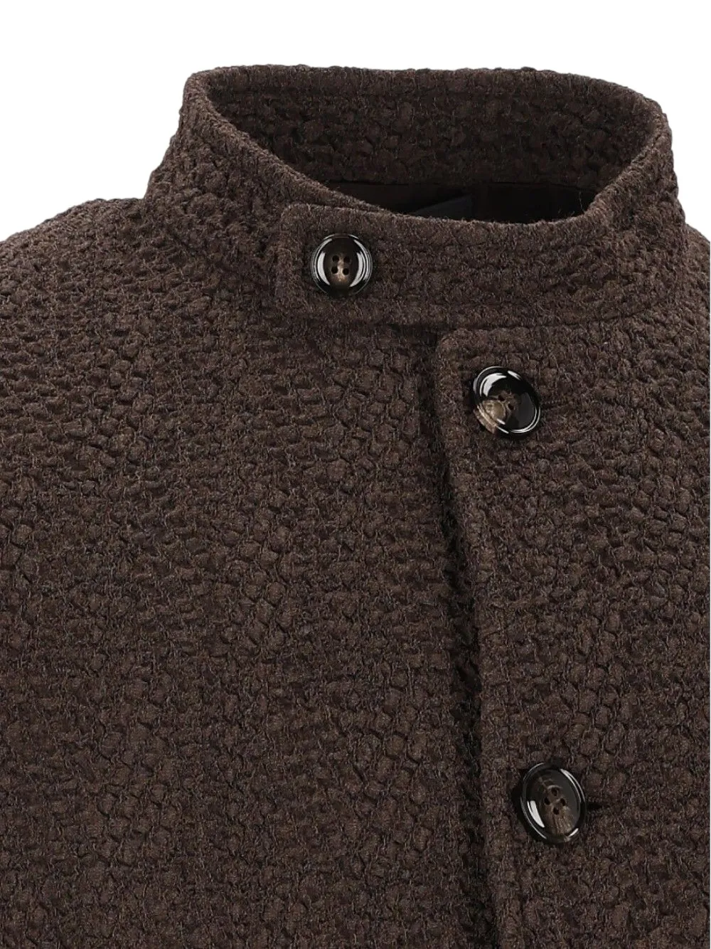 Giorgio Armani Gebreide bouclé blazer met knopen Bruin