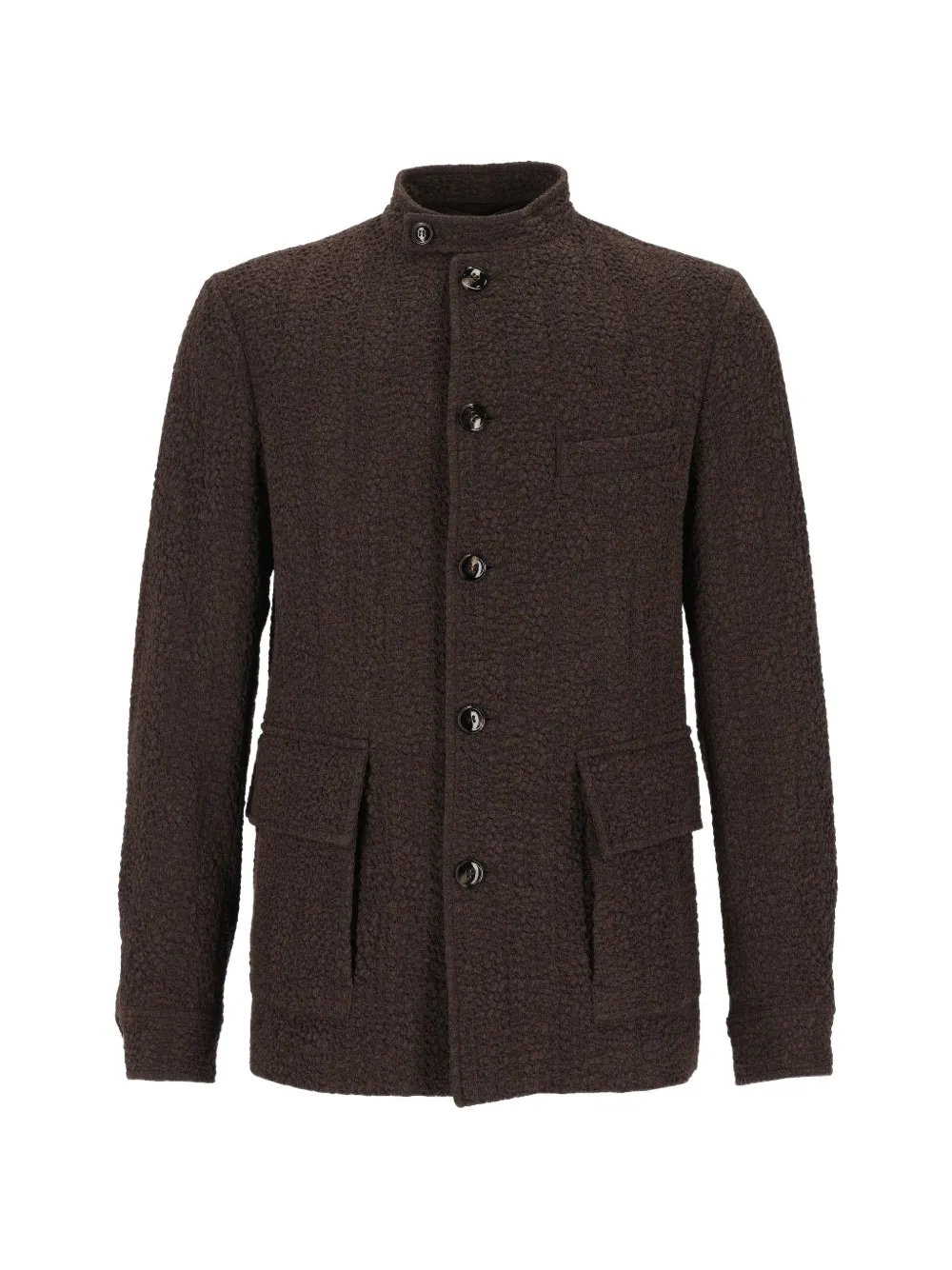 Giorgio Armani bouclé-knit button-up blazer - Marrone