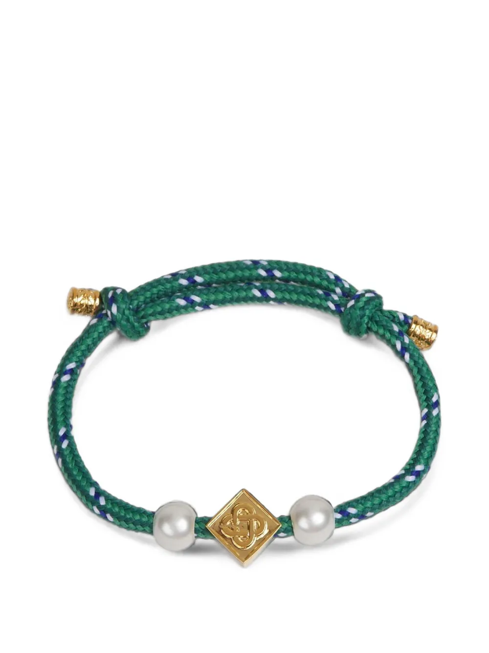 Casablanca logo-plaque faux-pearl bracelet - Verde