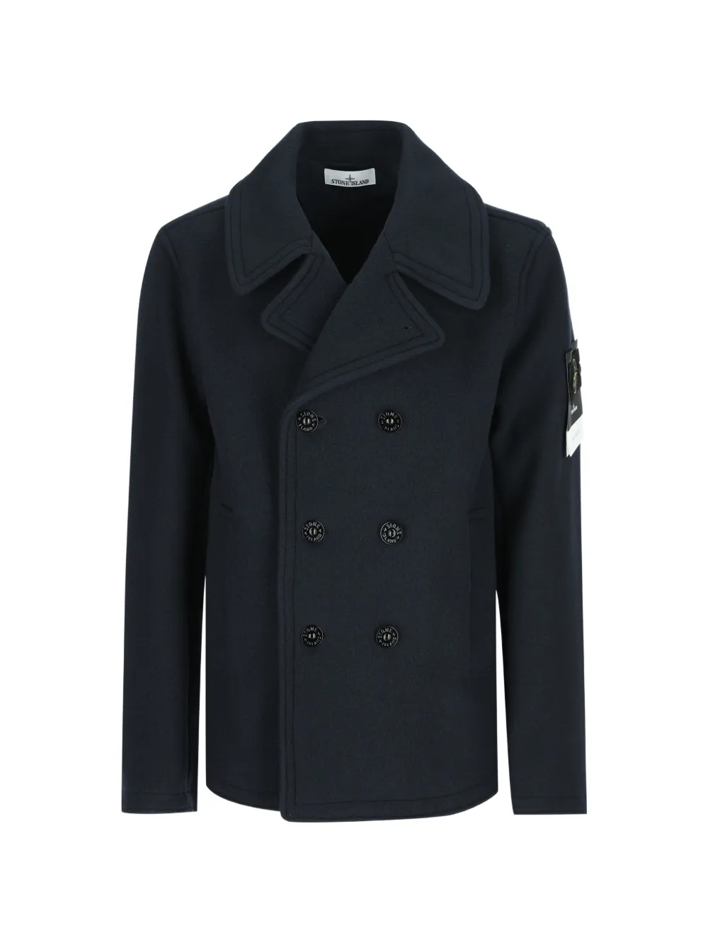 Stone Island 4100040 heavy melton peacoat with double-breasted closure - Blue