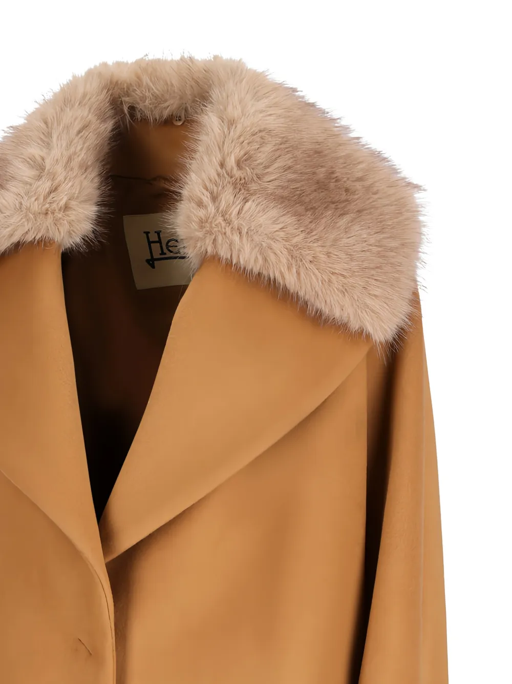 Herno Mantel met afwerking van imitatiebont Beige