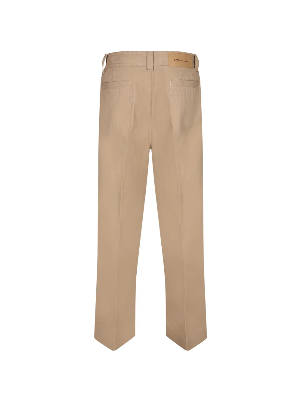 AMI Paris Straight broek met logopatch Beige