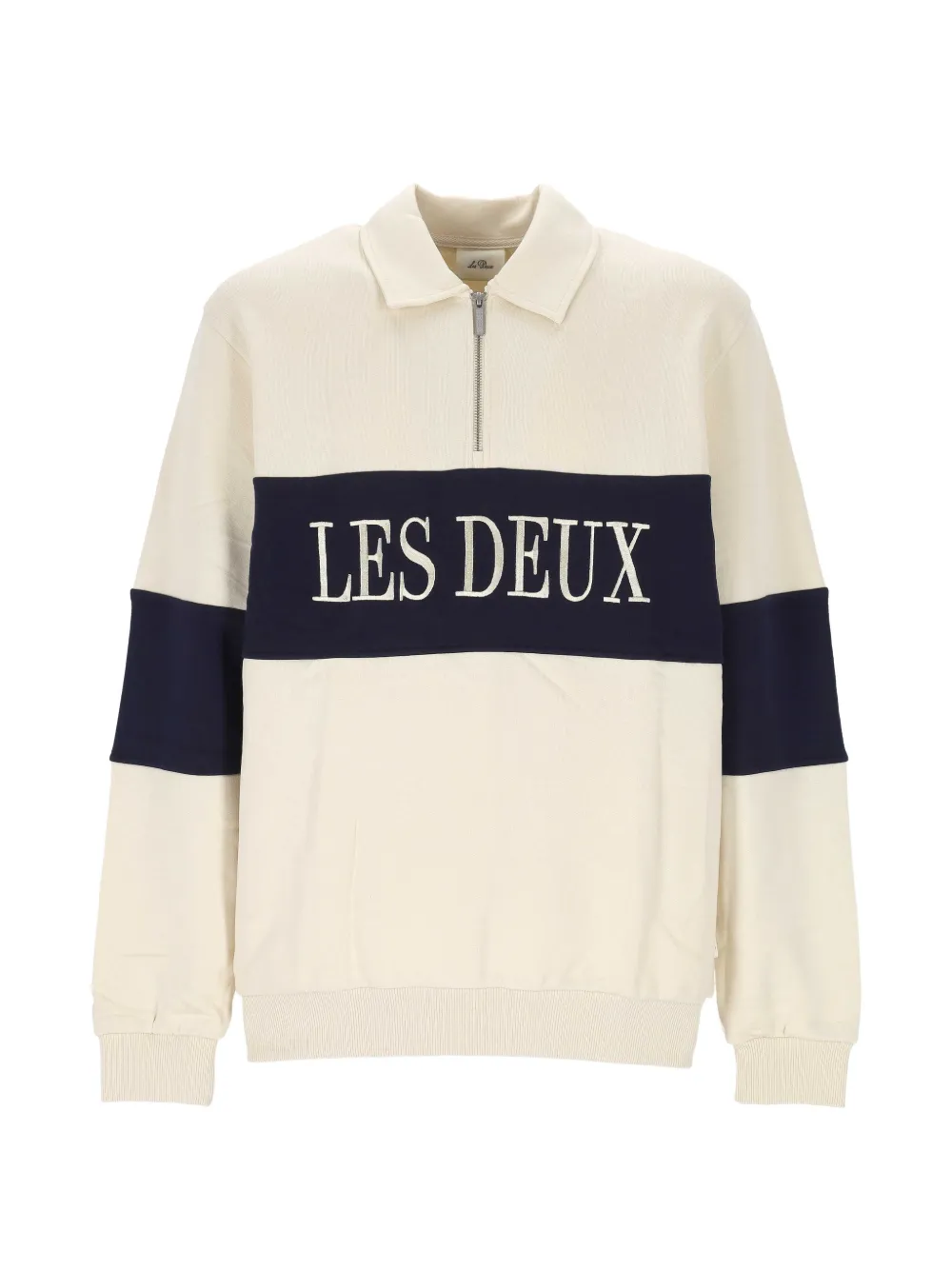 Les Deux logo-embroidered zip-neck sweatshirt