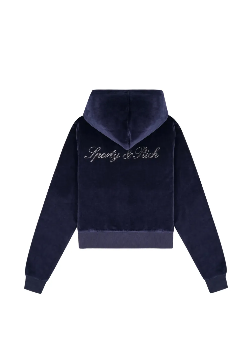 Sporty & Rich Signature Logo Krystal logo-embellished hoodie Blauw